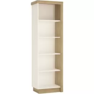 Image of Lyon Bookcase (LH) in Riviera Oak/White High Gloss - Riviera Oak/White high gloss