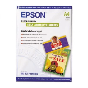 Image of Epson C13S041106 A4 self adhesive Photo Quality Inkjet Paper 167g x10
