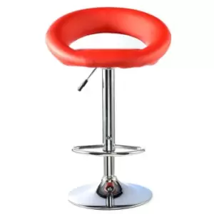 Image of Furrai Bar Stool PU Chrome & Red (2s)