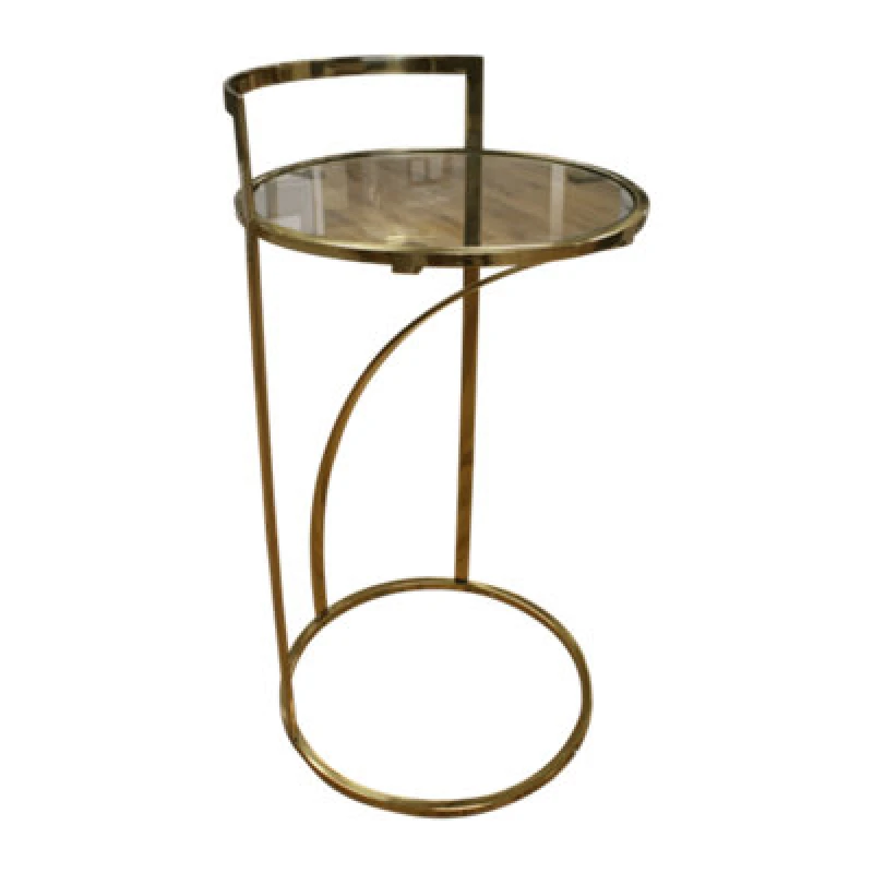 Image of Balterley Nouveau Round Coffee Table with Glass Top, 710mm x 380mm Brass/Glass Bronze