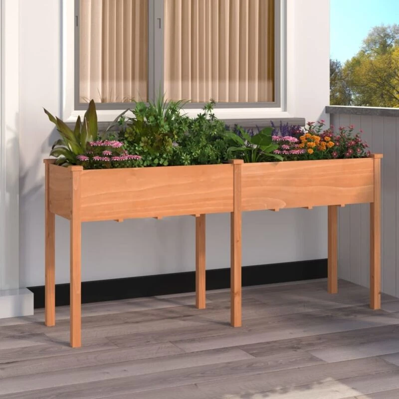 Image of vidaXL Planter w/ Liner Brown 161x45x76cm Solid Wood Fir, Brown 364237