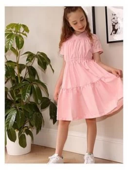 Image of Chi Chi London Girls Autumn Ruched Bodice Dress - Pink, Size 11-12 Years, Women