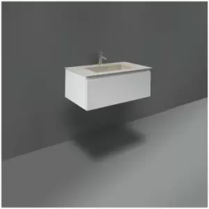 Image of Rak Joy Uno Gloss White 800mm Wall Hung Single Drawer Vanity Unit - UNOWH080PWH - White