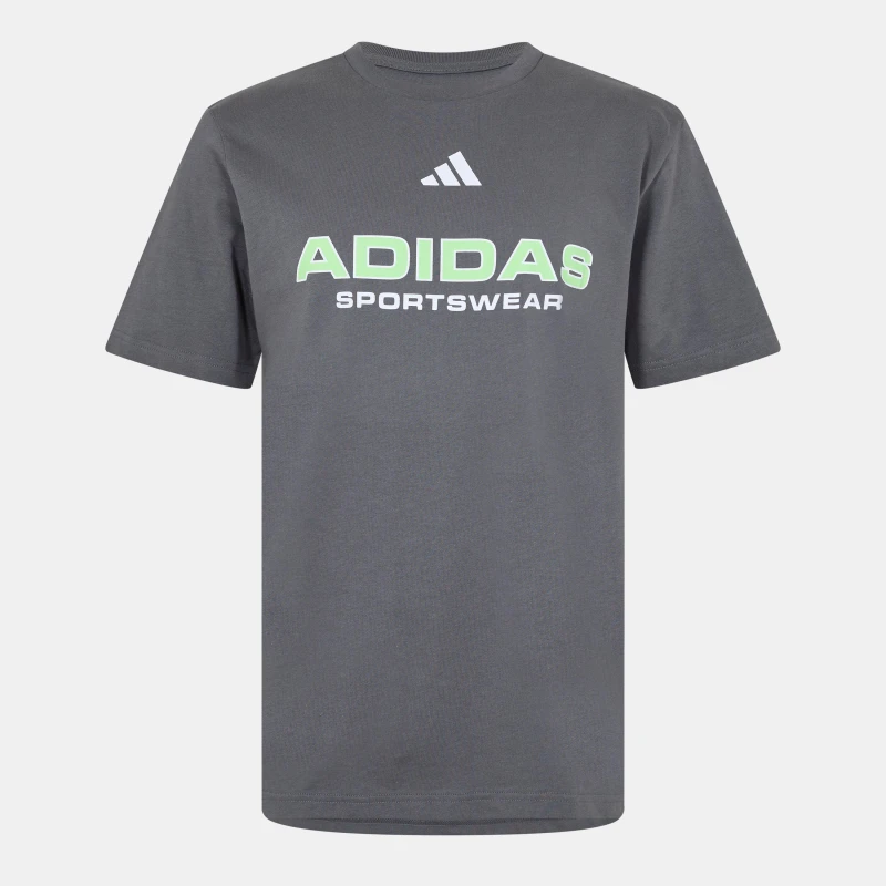 Image of adidas Graphic Logo T-Shirt Mens Grey/Green SPW male 3XL