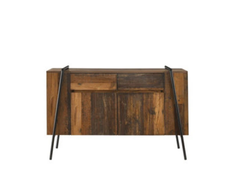 Image of Timber Art Design Abbey Sideboard 2 Doors 2 Drawers Storage Cabinet Cupboard Rustic Industrial