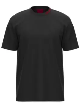Image of HUGO Collar Logo Cotton T-Shirt Black