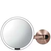 Image of simplehuman Sensor Mirrors 5 x Magnification Wall Mounted 20cm Sensor Mirror: Round, Rose Gold Stainless Steel, Hard-Wired