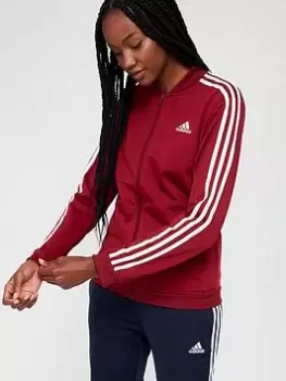 Image of adidas Essentials 3 Stripes Tracksuit - Navy/Red Size S, Women