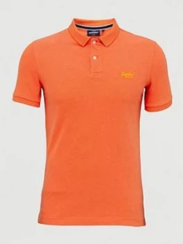 Image of Superdry Classic Pique Polo, Coral, Size S, Men