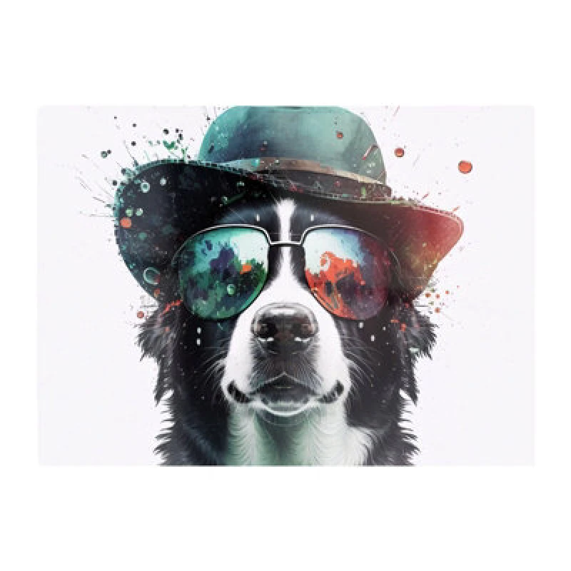 Image of Warren Reed Designer Border Collie Dog Face Splashart Chopping Board