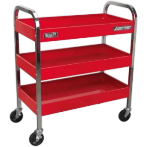 Image of Sealey Heavy Duty 3 Shelf Workshop Trolley Red