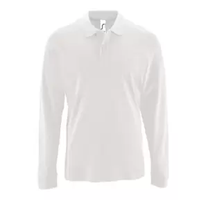 Image of SOLS Mens Perfect Long Sleeve Pique Polo Shirt (3XL) (White)