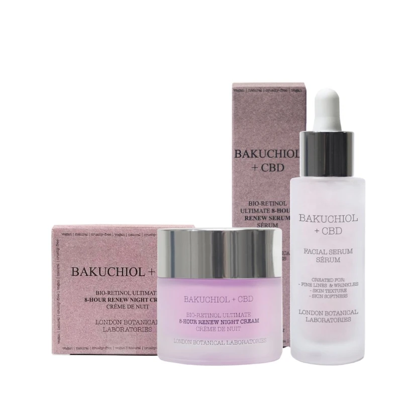 Image of London Botanical Laboratories Bakuchiol face Set ( Serum + Moisturiser ) Purple unisex