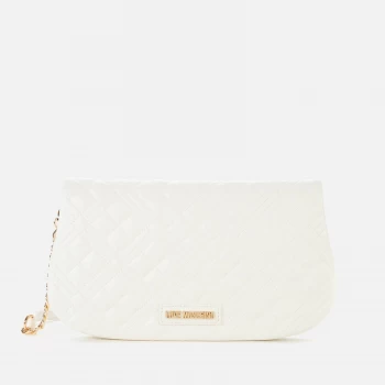 Image of Love Moschino Womens Quilted Chain Shoulder Bag - White