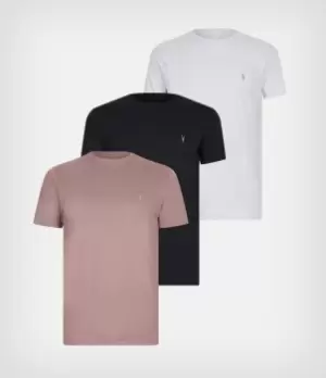 Image of AllSaints Mens Tonic Crew T-Shirt 3 Pack, Lilac/grey/jet Blk, Size: XL