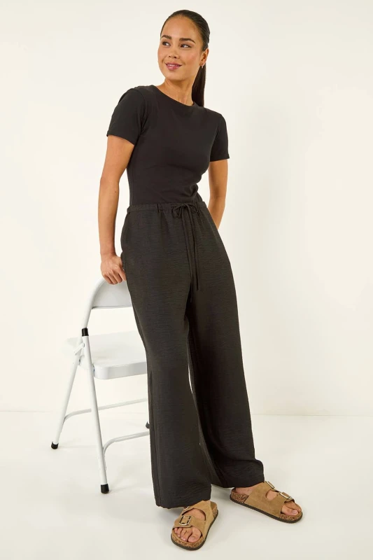 Image of Roman Womens Petite Pull On Woven Trouser in Black Size: 16 Black Female 16