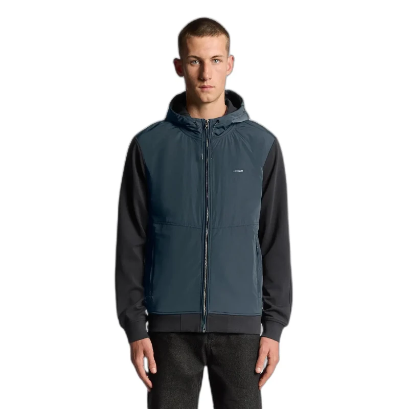 Image of Lyle & Scott Hybrid half raglan hoodie sweatshirt Lyle & Scott Bleu Male S