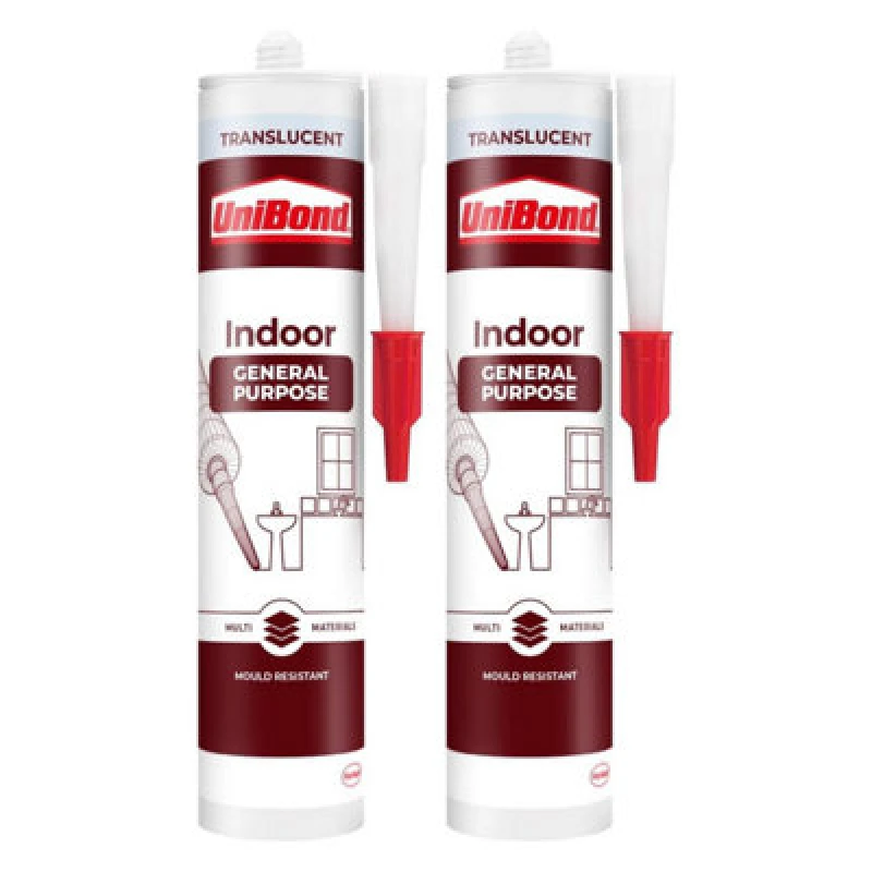 Image of Unibond General Purpose Weatherproof Sealant Cartridge Translucent 273G, 2 Pack