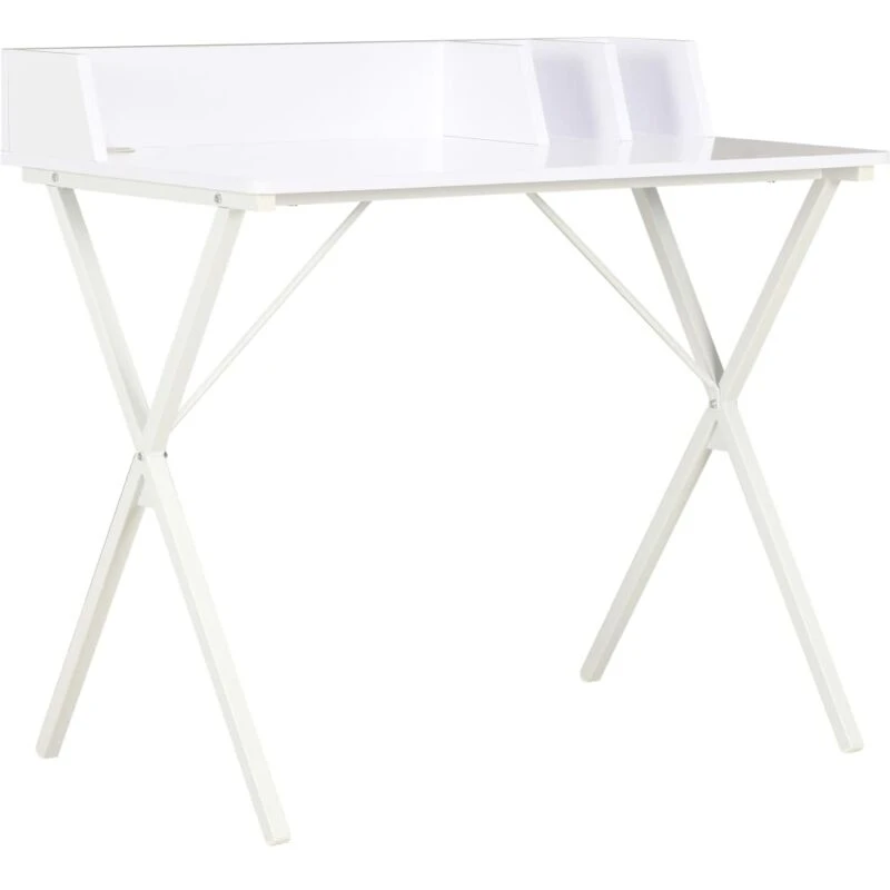 Image of vidaXL Computer Desk X-Shape Cross Legs White Office Home Table Corner Desk