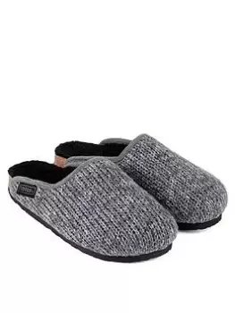 Image of TOTES Mens Knitted Mule Slipper With Cork & Eva Sole - Grey, Size 9, Men