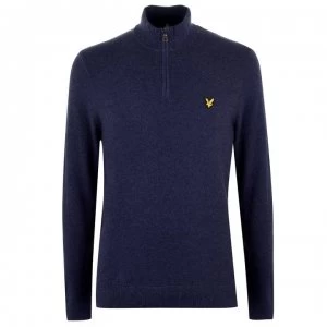 Image of Lyle and Scott Cotton Half Zip Top - Navy Marl Z56