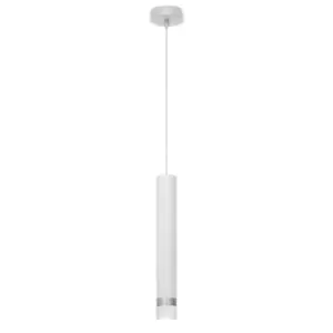 Image of Tuba Slim Pendant Ceiling Light White, Chrome 10cm