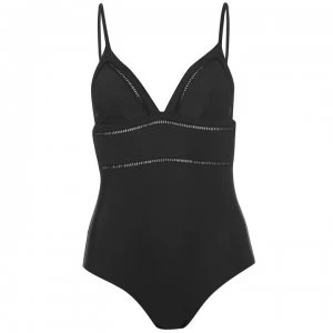 Image of French Connection French Laddered Swimsuit Ladies - BLACK