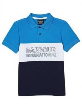 Image of Boys, Barbour International Bold Colour Block Polo Shirt - Blue, Size 12-13 Years