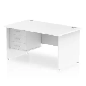 Image of Impulse 1400 Rectangle Panel End Leg Desk White 1 x 3 Drawer Fixed Ped