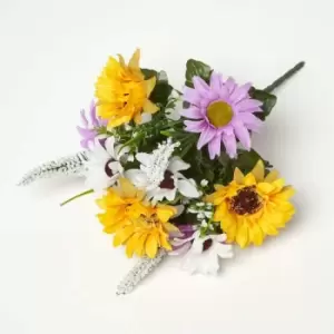 Image of Lilac & Yellow Sunflower Bouquet - Purple - Homescapes