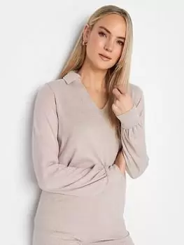 Image of Long Tall Sally Long Tall Sally Pink So Soft Collar Detail Top, Pink, Size 16, Women