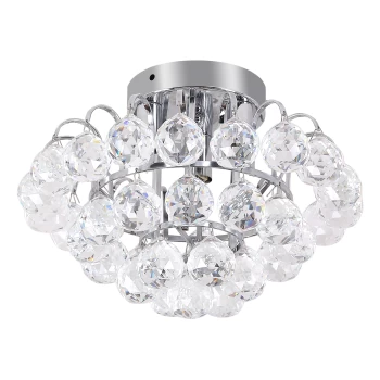 Image of HOMCOM Crystal Ceiling Lamp Chandelier Hallway Flush Mount Pendant 3 Light Ф30cm Silver AOSOM UK