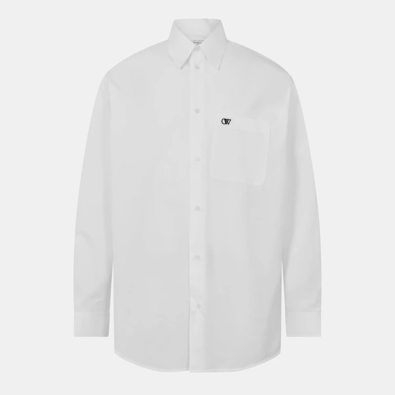 Image of Off White Mens Off-White Structured Fit Overshirt White/Black male XS