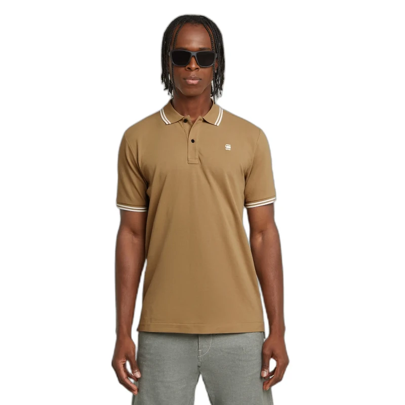 Image of G-Star Striped polo shirt G-Star Dunda Beige Male S