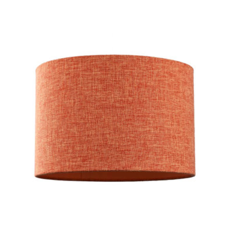 Image of Happy Homewares Contemporary And Sleek Orange Natural Linen Fabric Drum Lamp Shade 60W Max