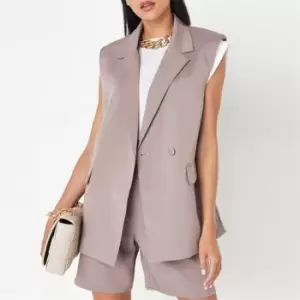 Image of Missguided Sleeveless Double Breasted Blazer - Grey