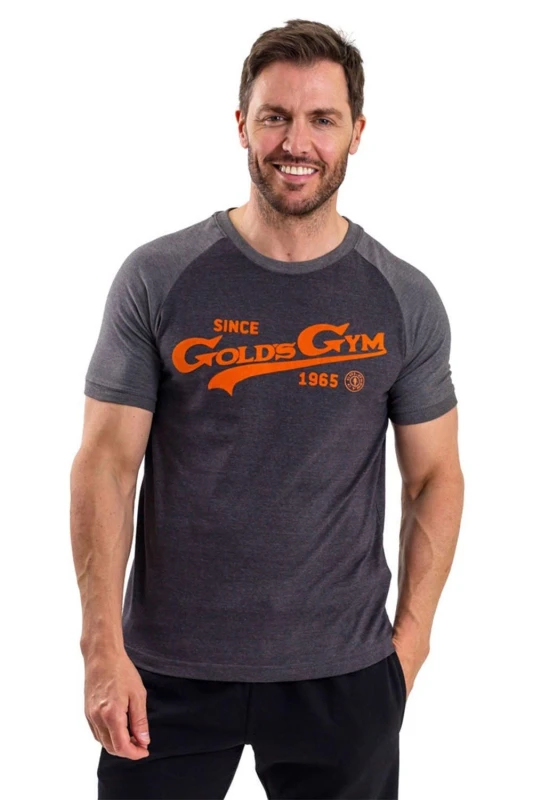 Image of Golds Gym Vintage Chest Print Crew Neck T-Shirt Charcoal male