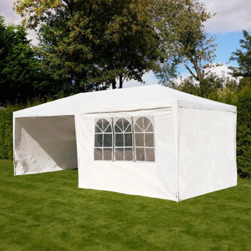 Image of OHS OHS Garden Gazebo Outdoor Party Tent Canopy PE Awning Marquee Waterproof in White White One Size Unisex 5027434209743