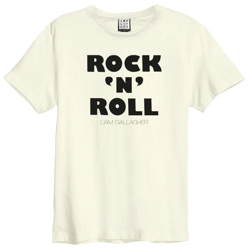 Image of Amplified Amplified Men Rock N Roll Liam Gallagher T-Shirt in White Size: X-Small White XS Male 5063417630425