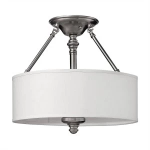 Image of 3 Light Semi Flush Ceiling Light Brushed Nickel, E27