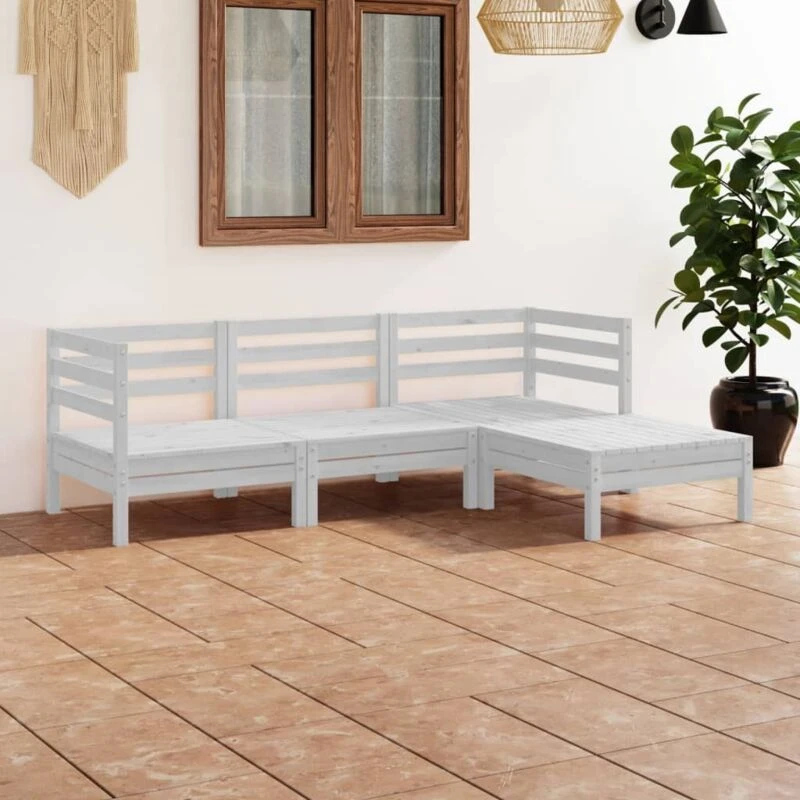 Image of VIDAXL 4 Piece Garden Lounge Set Solid Pinewood White Vidaxl 8720286685501