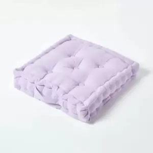 Image of Cotton Mauve Floor Cushion, 50 x 50cm - Purple - Homescapes