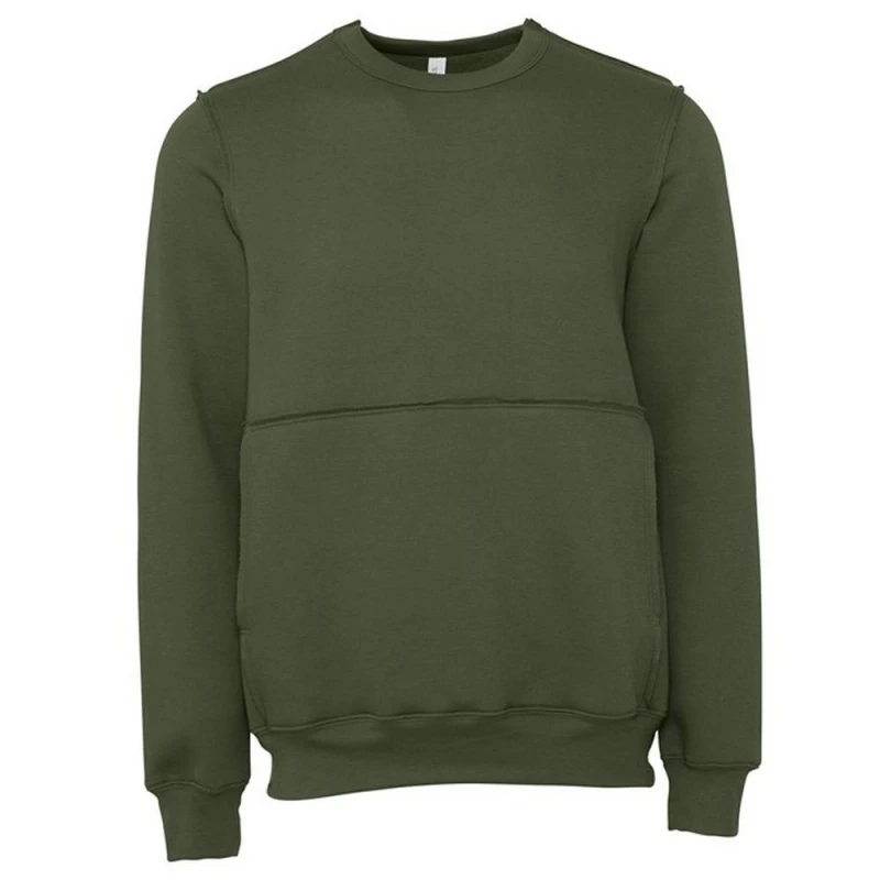 Image of Bella + Canvas Mens Raw Seam Pullover in Green Size: XS Green Male XS