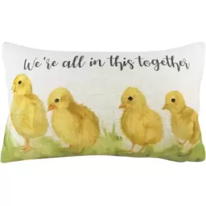 Image of Evans Lichfield In This Together Cushion Cover (One Size) (Natural/Yellow/Green) - Natural/Yellow/Green
