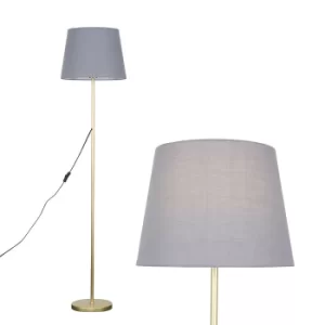 Image of Charlie Gold Floor Lamp with Grey Aspen Shade