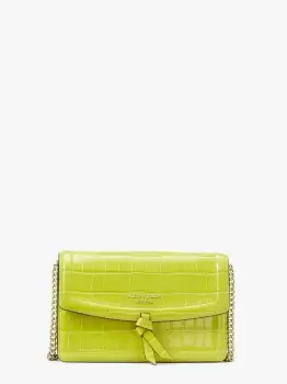 Image of Kate Spade Knott Croc,Embossed Flap Crossbody, Granny Smith, One Size