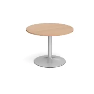 Image of Trumpet base circular boardroom table 1000mm - silver base and beech top