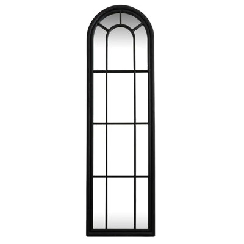 Image of Hill Interiors Black Wood Tall Arched Window Mirror