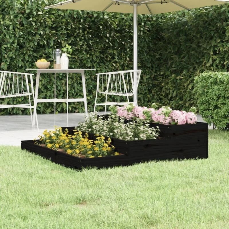 Image of vidaXL Planter Black 107x107x27cm Solid Wood Pine, Black 823917