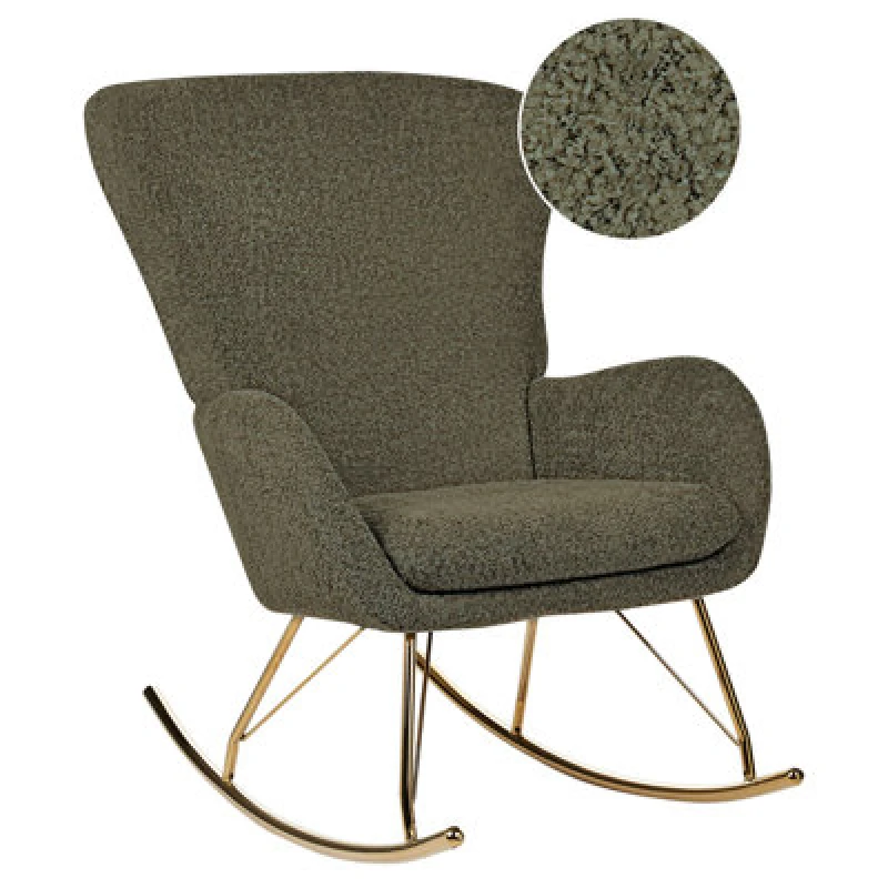 Image of Beliani Rocking Chair Anaset Boucle Dark Green